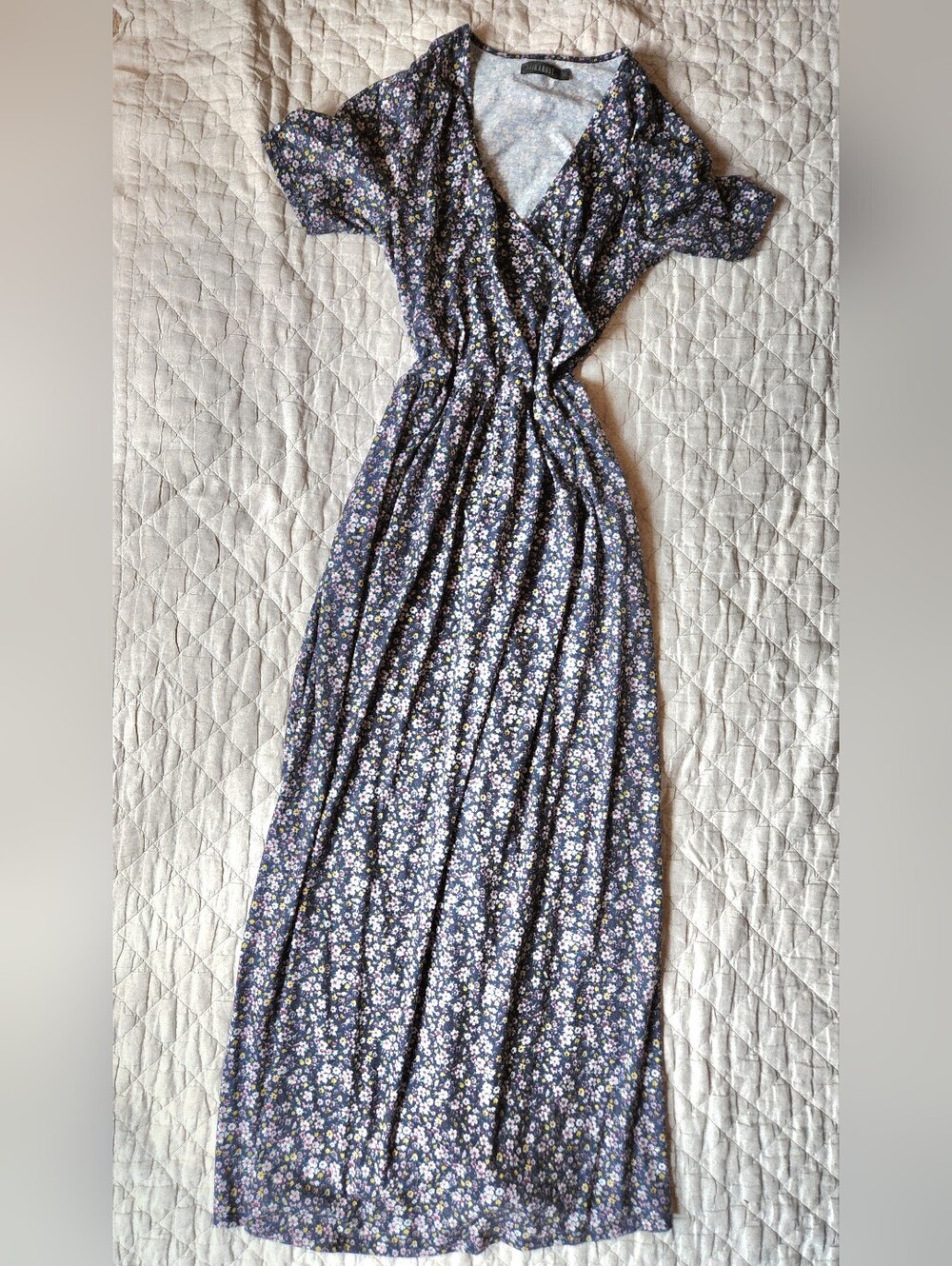 Mikarose Navy Floral Maxi Dress with White & Yellow Daisies